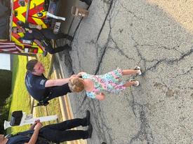 Sharing stickers with a future firefighter!